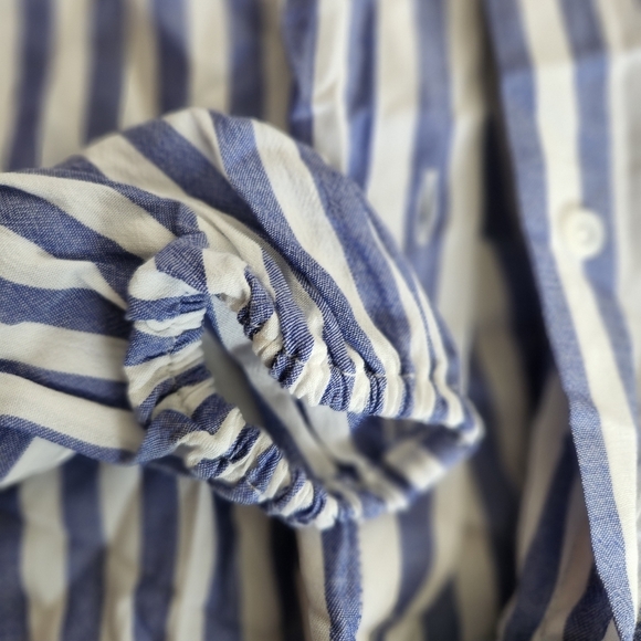 LAUREN CONRAD BLUE AND WHITE STRIPED BLOUSE, SIZE SMALL - Picture 4 of 5